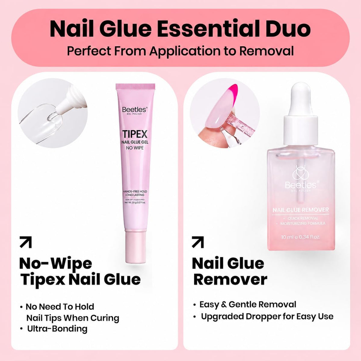 beetles Gel Polish Nail Tips Kit contents including nail glue and remover