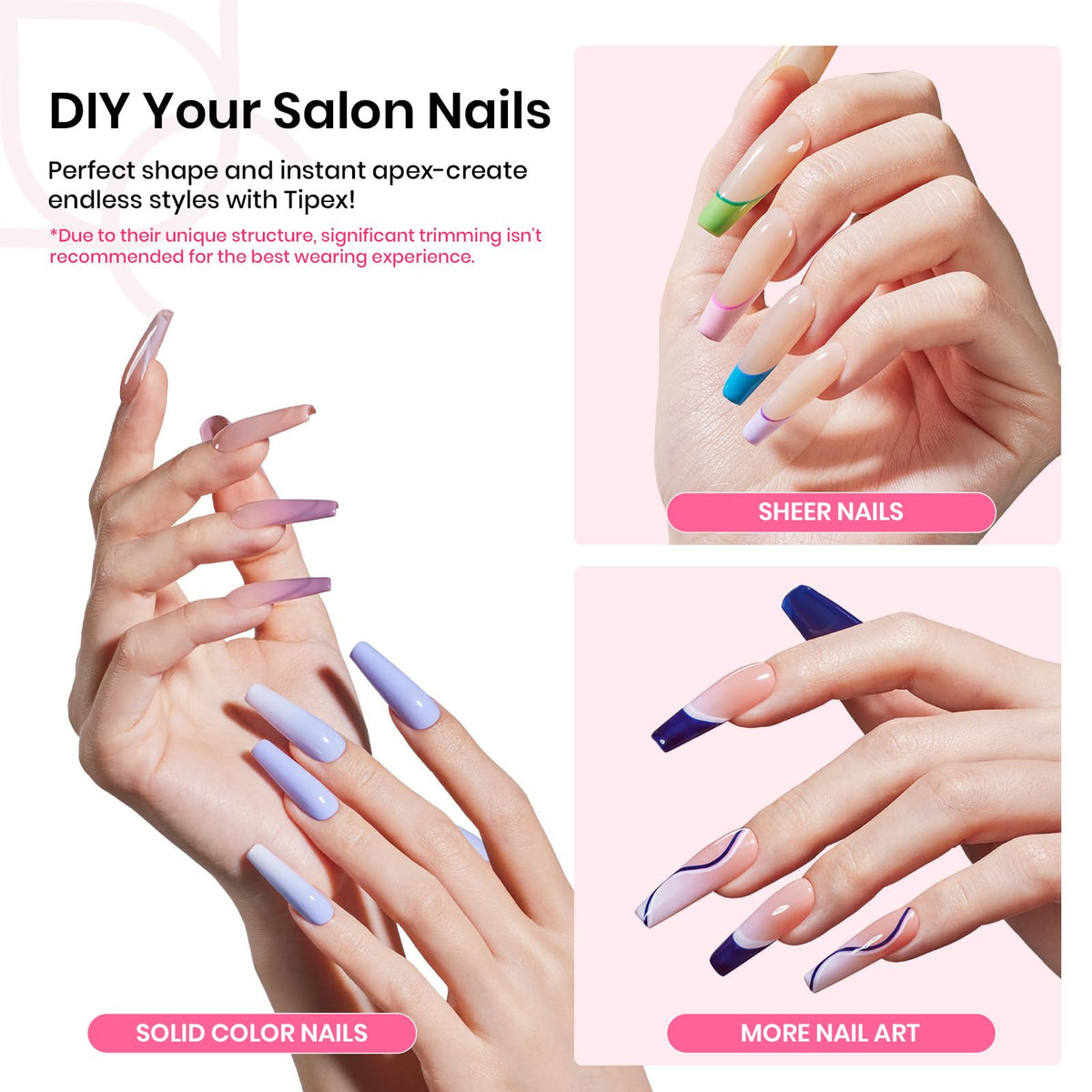 beetles Gel Polish Nail Tips Kit contents including nail tips and glue