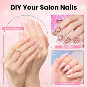 beetles Gel Polish Nail Tips Kit contents including tips and lamp