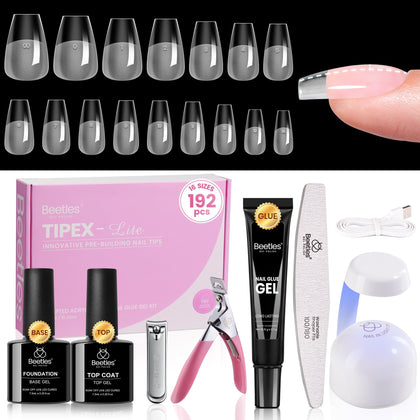 beetles Gel Polish Nail Tips Kit Short Coffin 192pcs front view