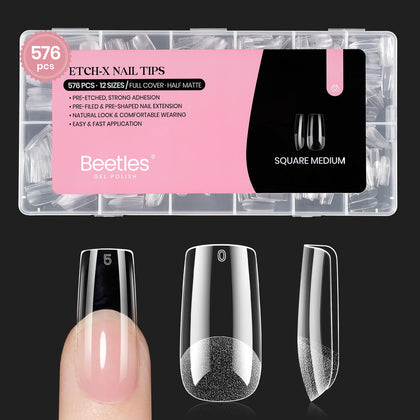 beetles Gel Polish Nail Tips Medium Square 576Pcs package front view