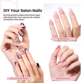 beetles Gel Polish Nail Tips Short Coffin 192pcs size options