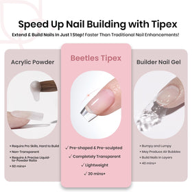 beetles Gel Polish Nail Tips Short Coffin tips close-up