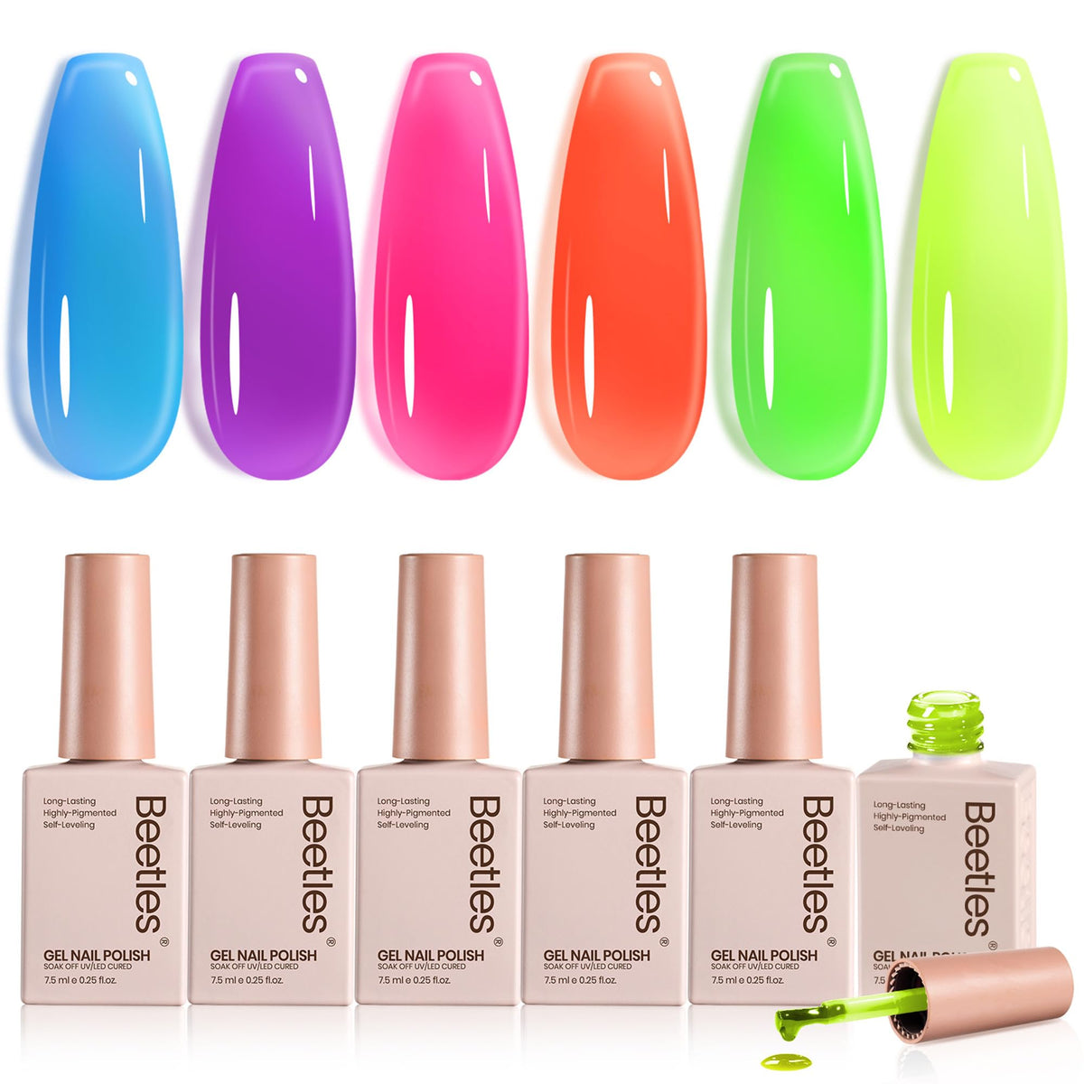 beetles Gel Polish Neon Gel Nail Polish Set with six colours