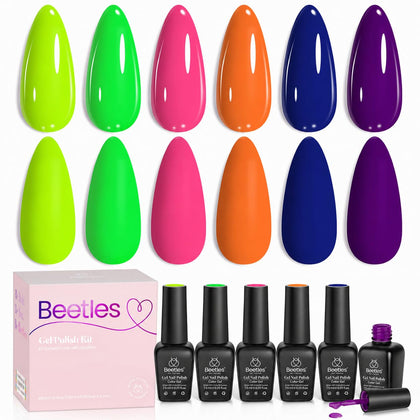 beetles Gel Polish Neon Gel Polish Set front view with six vibrant colours