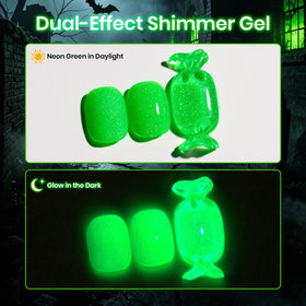 beetles Gel Polish Neon Green Gel Nail Polish under UV light