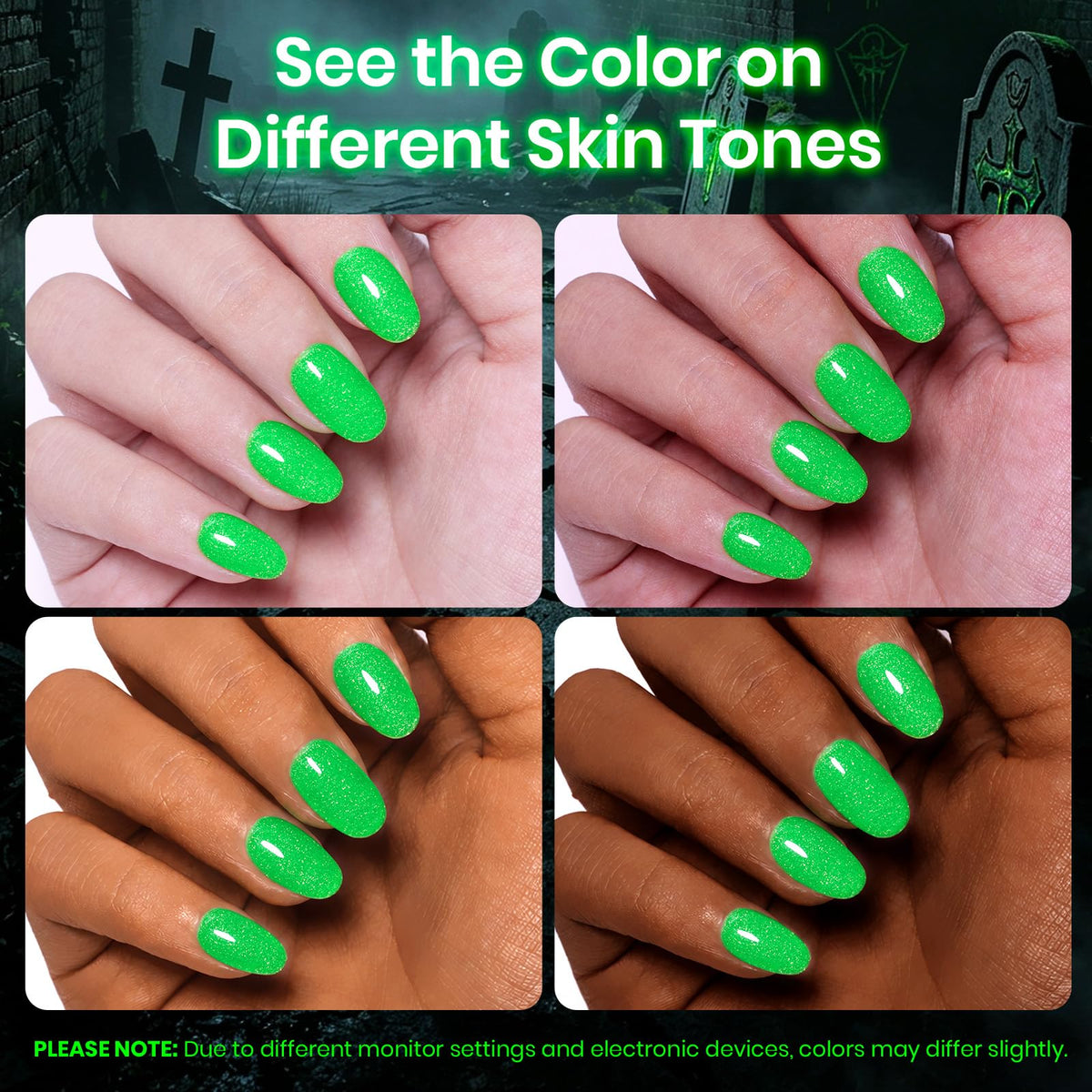 beetles Gel Polish Neon Green Gel Nail Polish with black gel polish