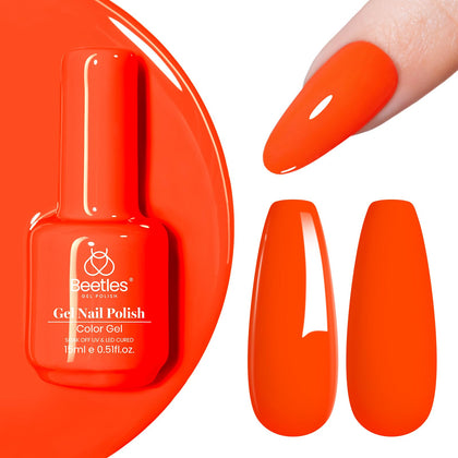 beetles Gel Polish Neon Orange Gel Polish 15ml front view
