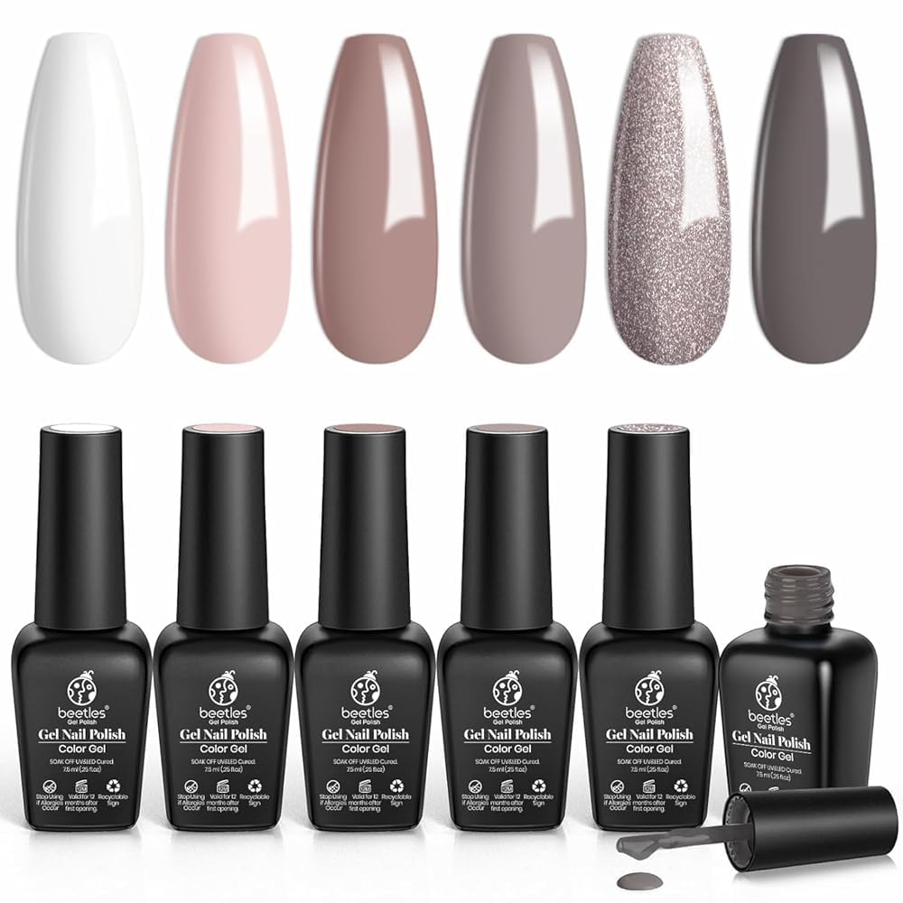 beetles Gel Polish Neutral Gel Nail Polish Set with six bottles
