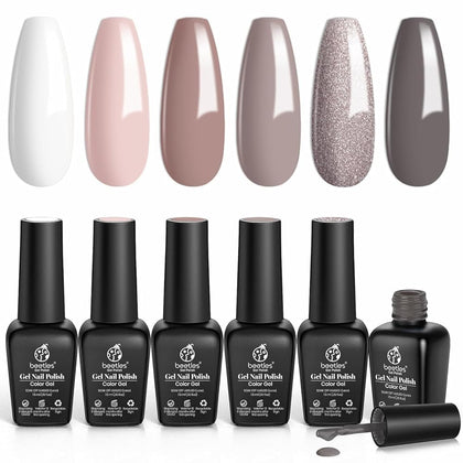 beetles Gel Polish Neutral Gel Nail Polish Set with six bottles