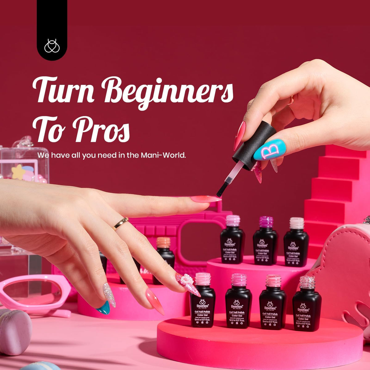 beetles Gel Polish No-Wipe Base Coat and Glossy Top Coat close-up