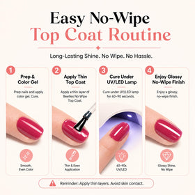 beetles Gel Polish No Wipe Top Coat 15ml application brush