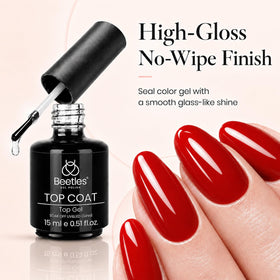 beetles Gel Polish No Wipe Top Coat 15ml bottle with cap