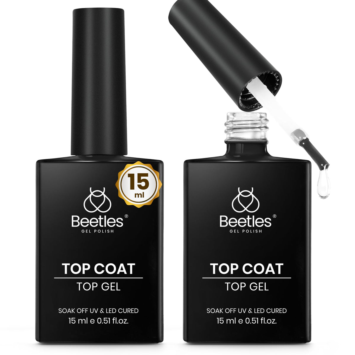 beetles Gel Polish No Wipe Top Coat 15ml front view