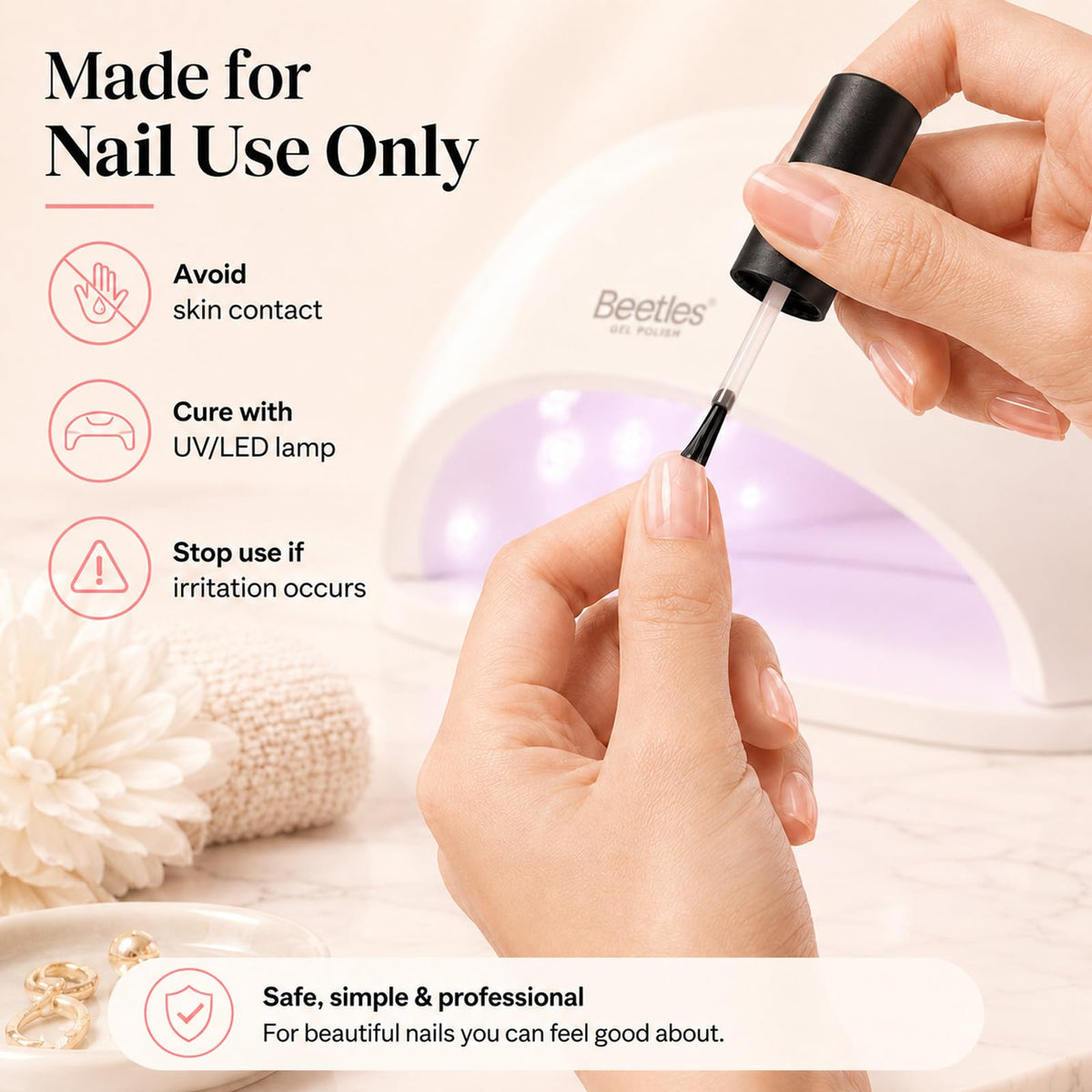 beetles Gel Polish No Wipe Top Coat 15ml with nail art tools