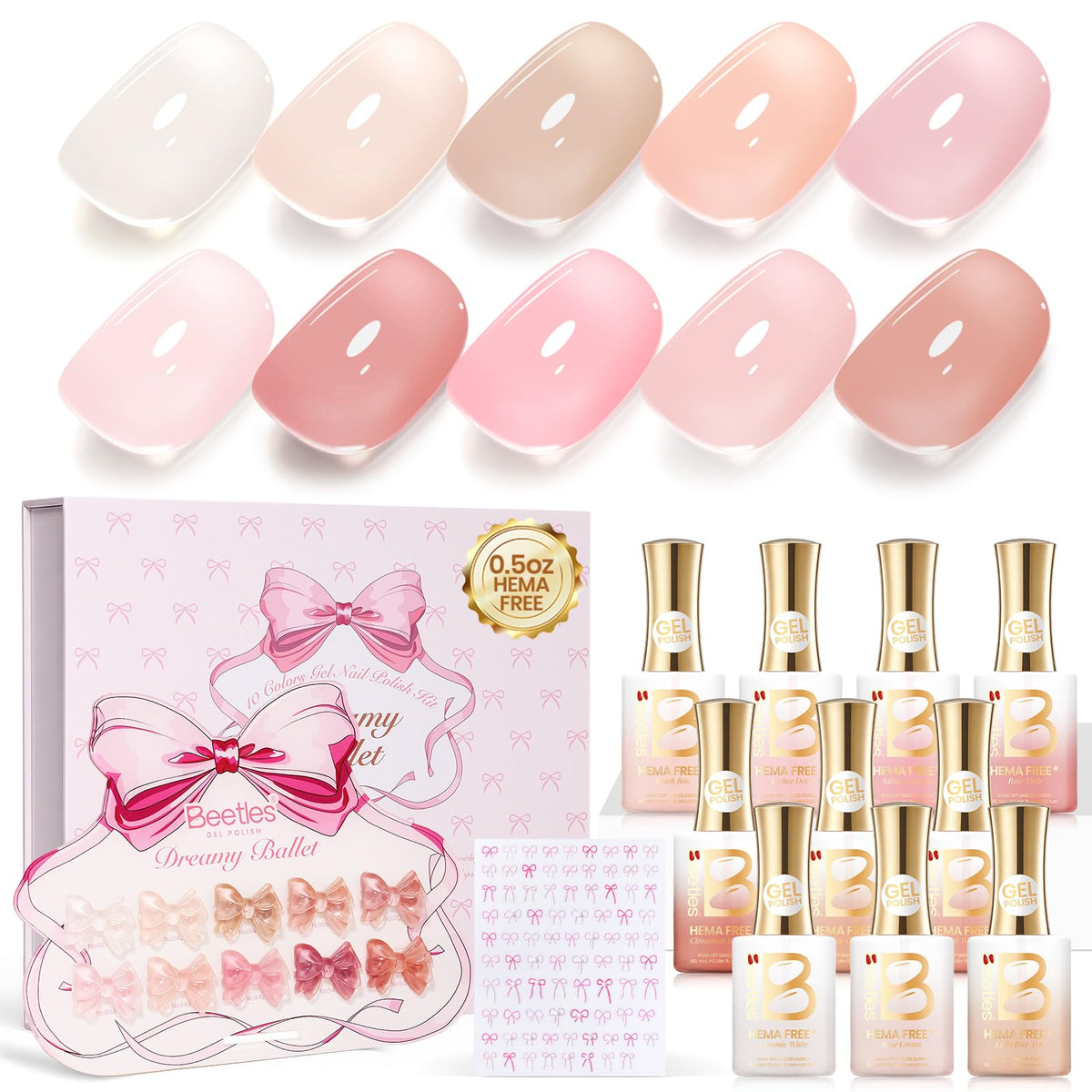 beetles Gel Polish Nude Gel Nail Polish Set 10 colours front view