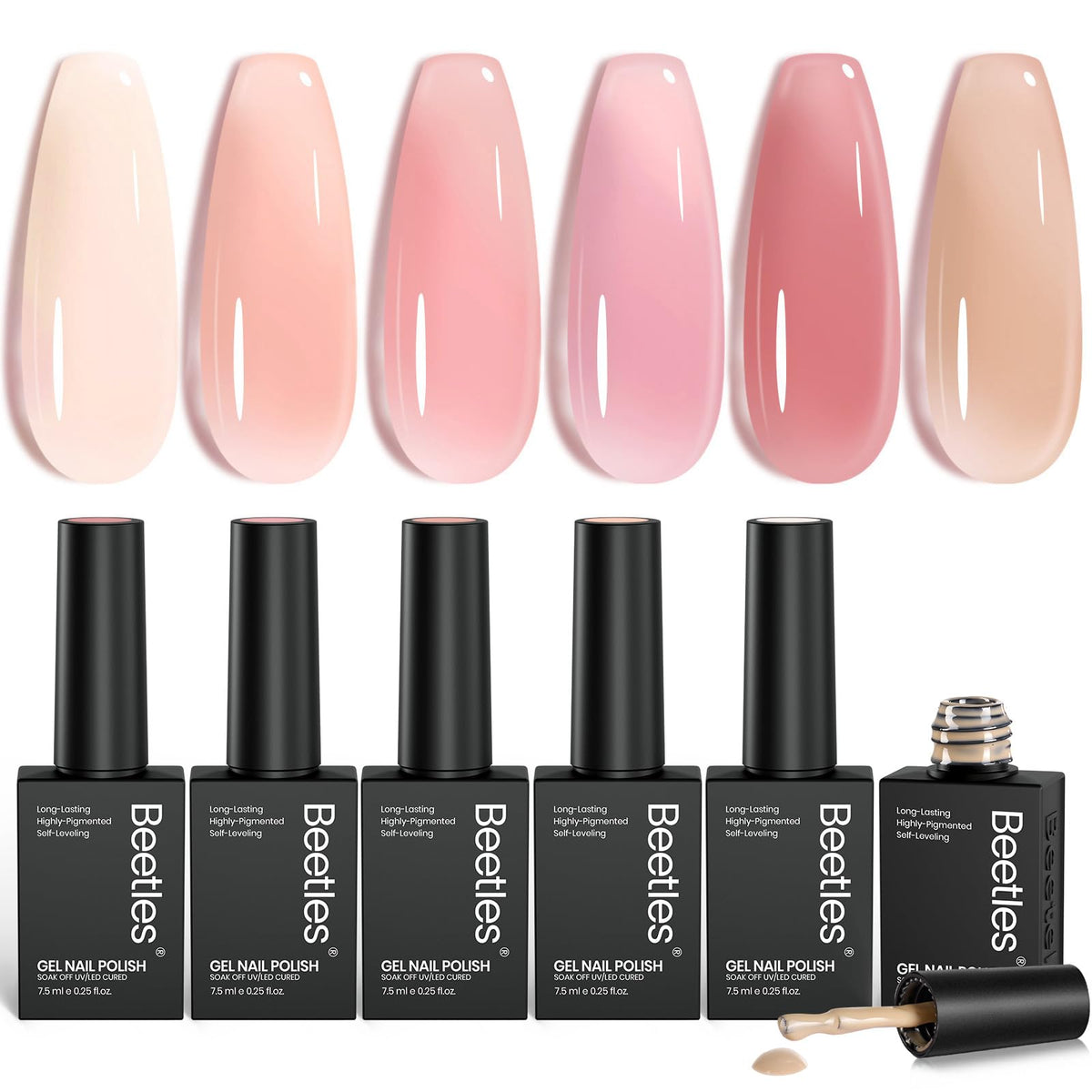 beetles Gel Polish Nude Gel Nail Polish Set with 6 colours