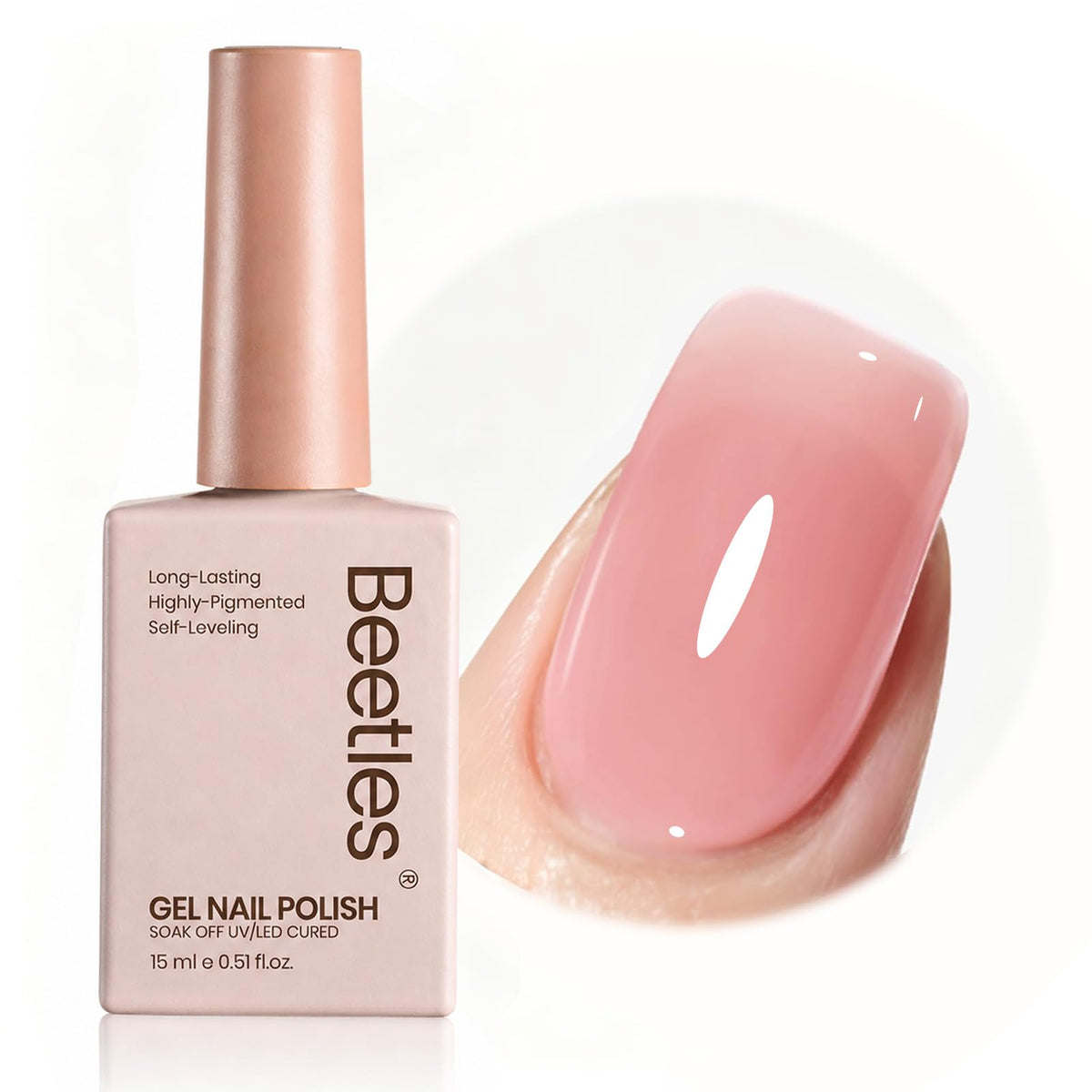 beetles Gel Polish Nude Pink Gel Nail Polish 15ml front view