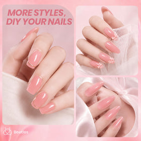 beetles Gel Polish Nude Pink Gel Nail Polish 15ml in a manicure setup