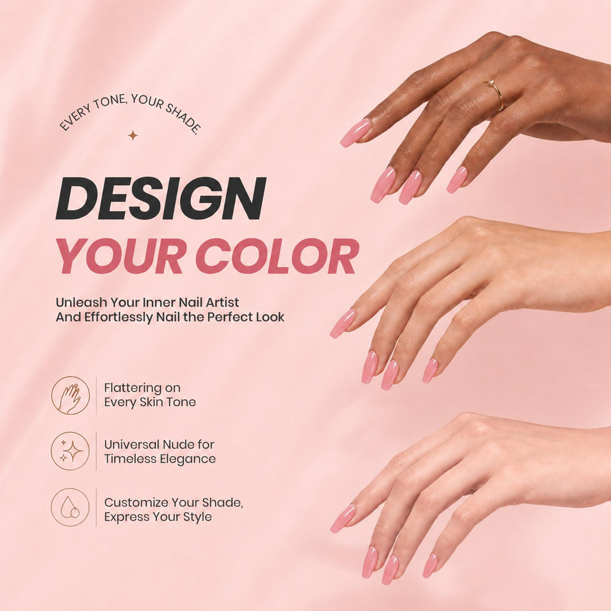 beetles Gel Polish Nude Pink Gel Nail Polish 15ml with brush