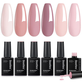 beetles Gel Polish Nude Pink Gel Polish Set 6 bottles front view