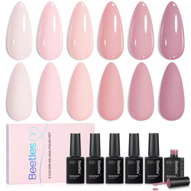 beetles Gel Polish Nude Pink Gel Polish Set with finished manicure