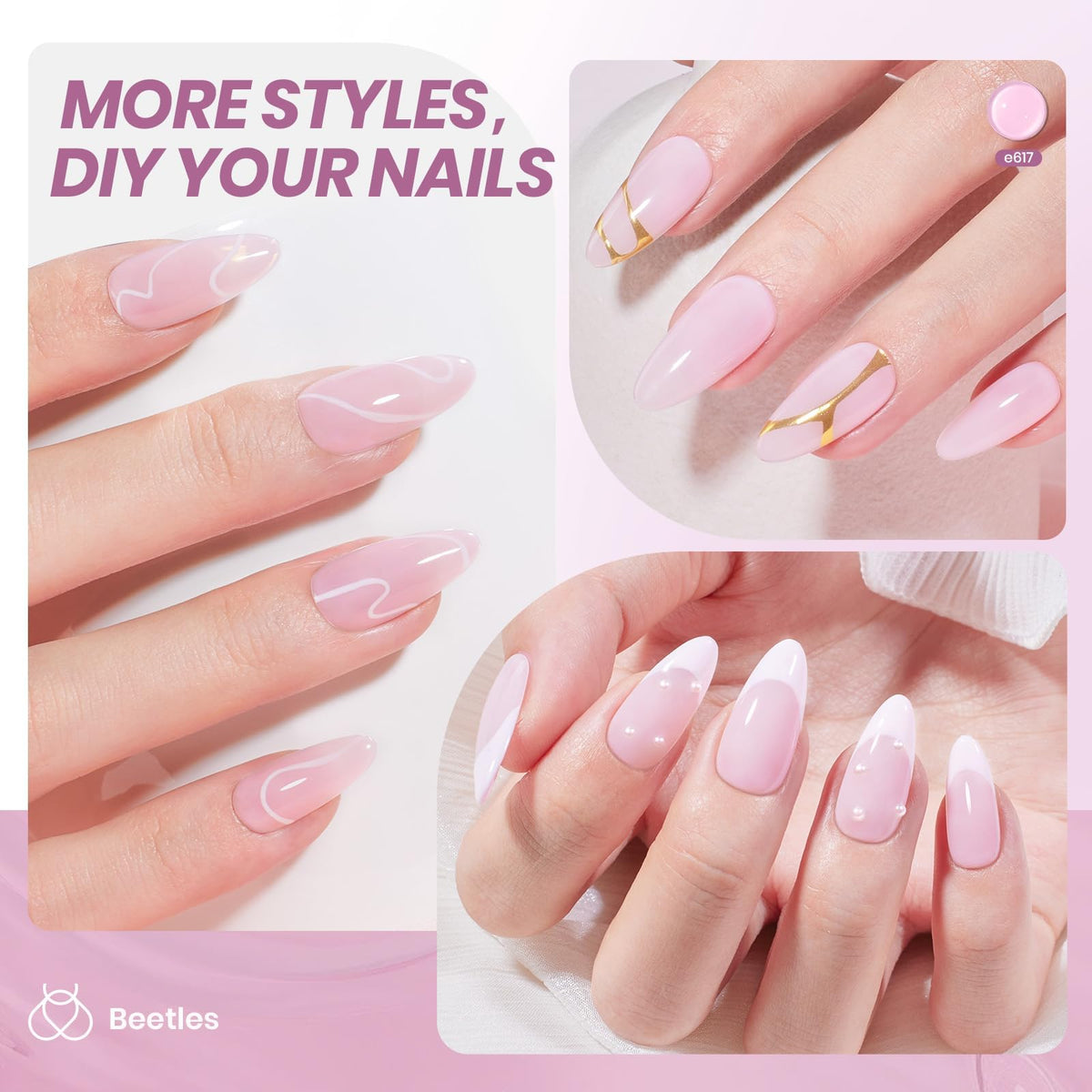 beetles Gel Polish Nude Purple Jelly Gel Nail Polish 15ml close-up of texture