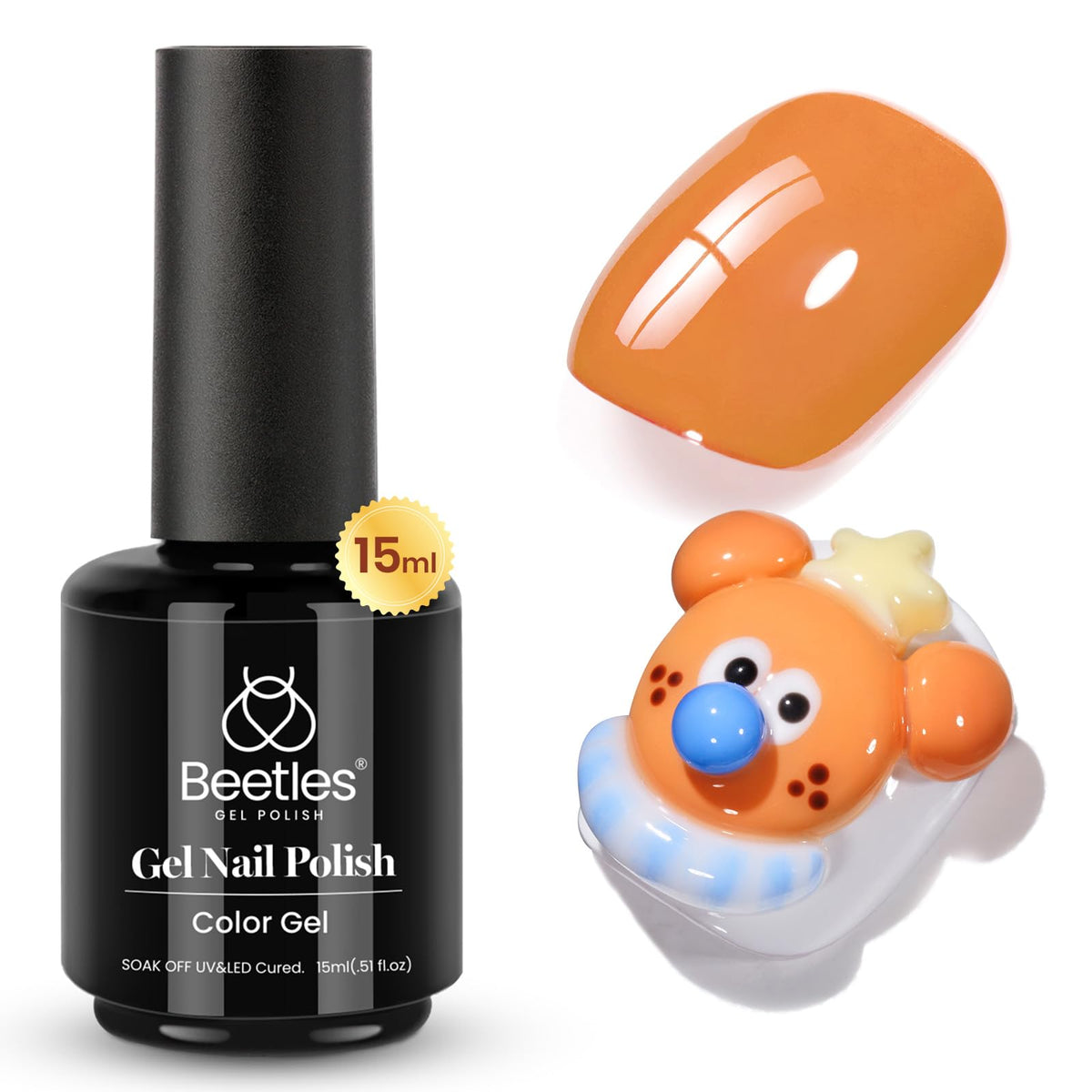 beetles Gel Polish Orange Gel Nail Polish 15ML Light Persimmon front view