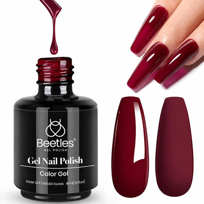beetles Gel Polish Oxblood Red 15ML bottle front view