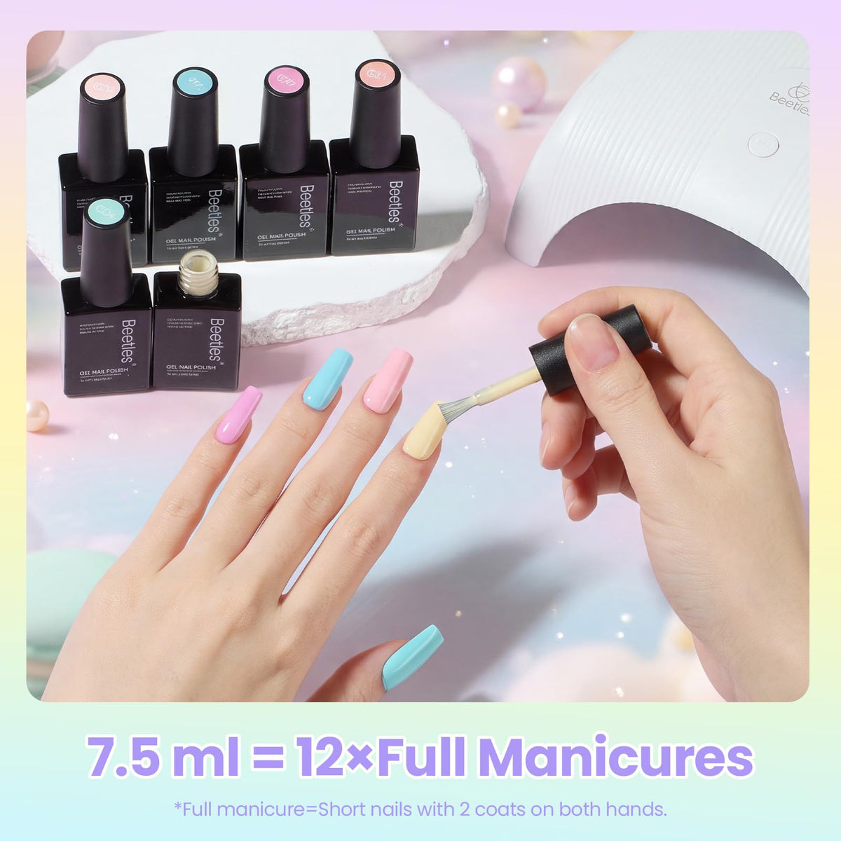 beetles Gel Polish packaging showing six pastel gel colours
