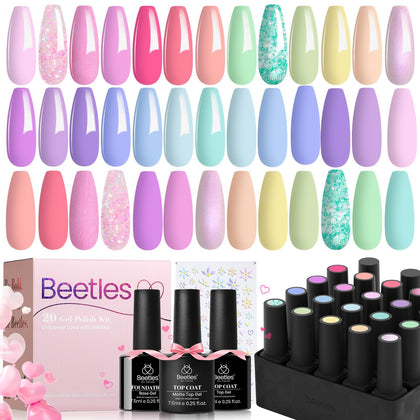 beetles Gel Polish Pastel Gel Nail Polish Set 20 Colours front view
