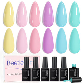 beetles Gel Polish Pastel Gel Nail Polish Set front view with six bottles