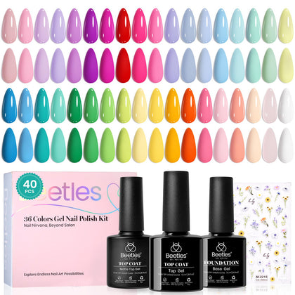 beetles Gel Polish Pastel Gel Polish Set front view with 36 colours