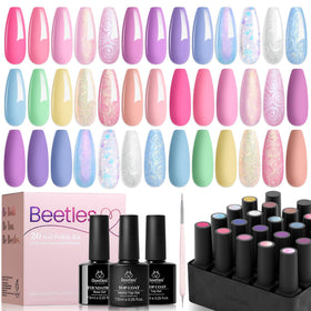 beetles Gel Polish Pastel Gel Polish Set with 20 colours and base coat
