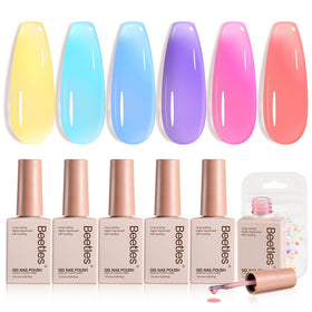 beetles Gel Polish Pastel Jelly Gel Nail Polish Set front view with six pastel colours