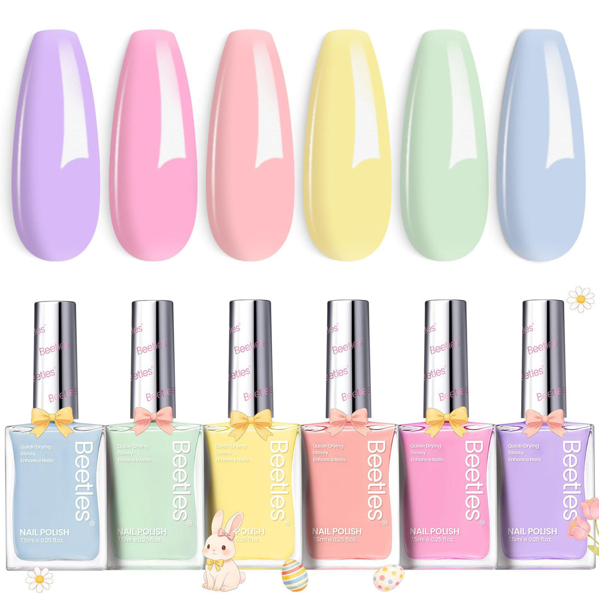 beetles Gel Polish Pastel Nail Polish Set front view with six colours