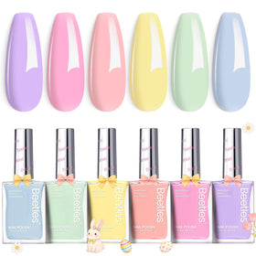beetles Gel Polish Pastel Nail Polish Set front view with six colours