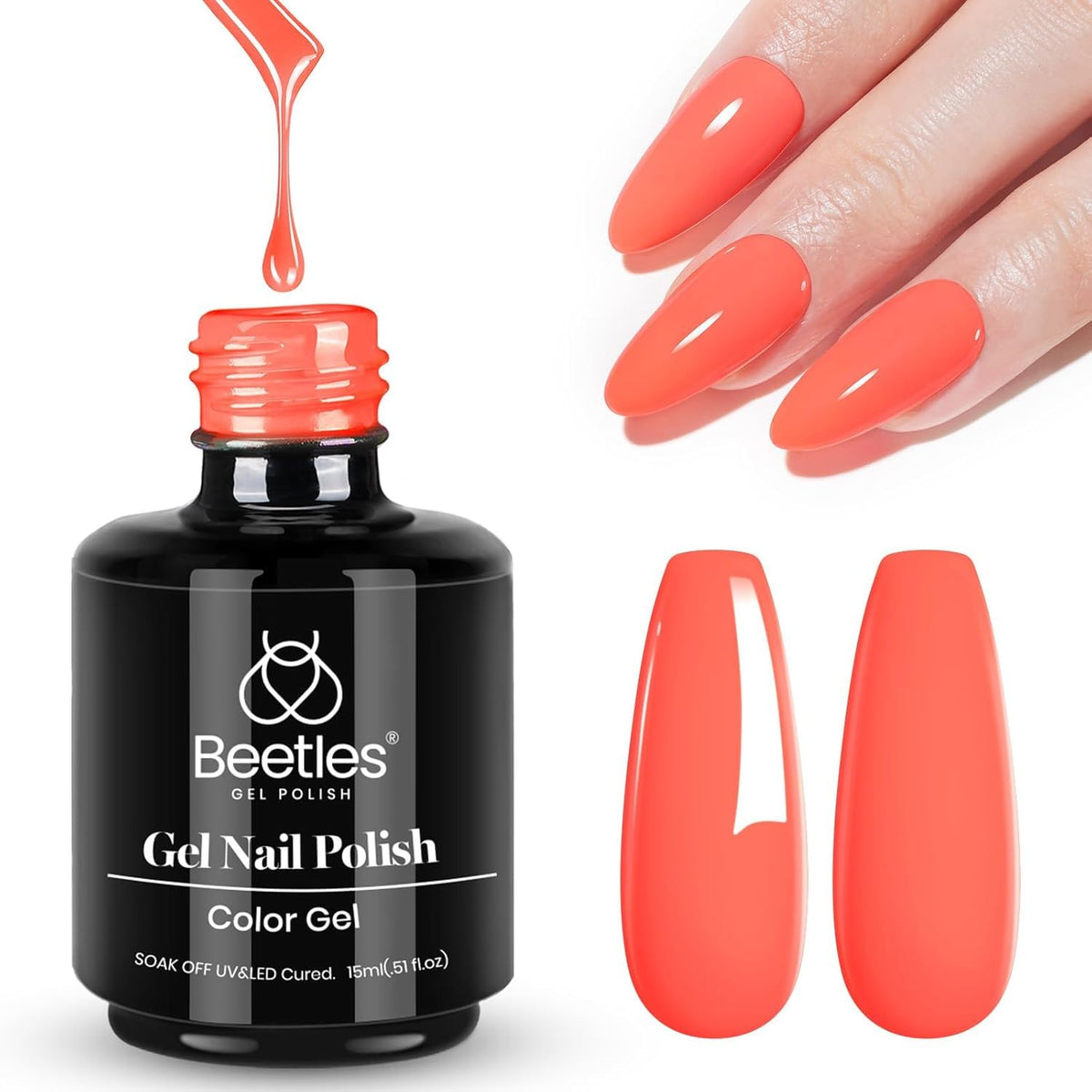 beetles Gel Polish Peachy Orange 15ml front view