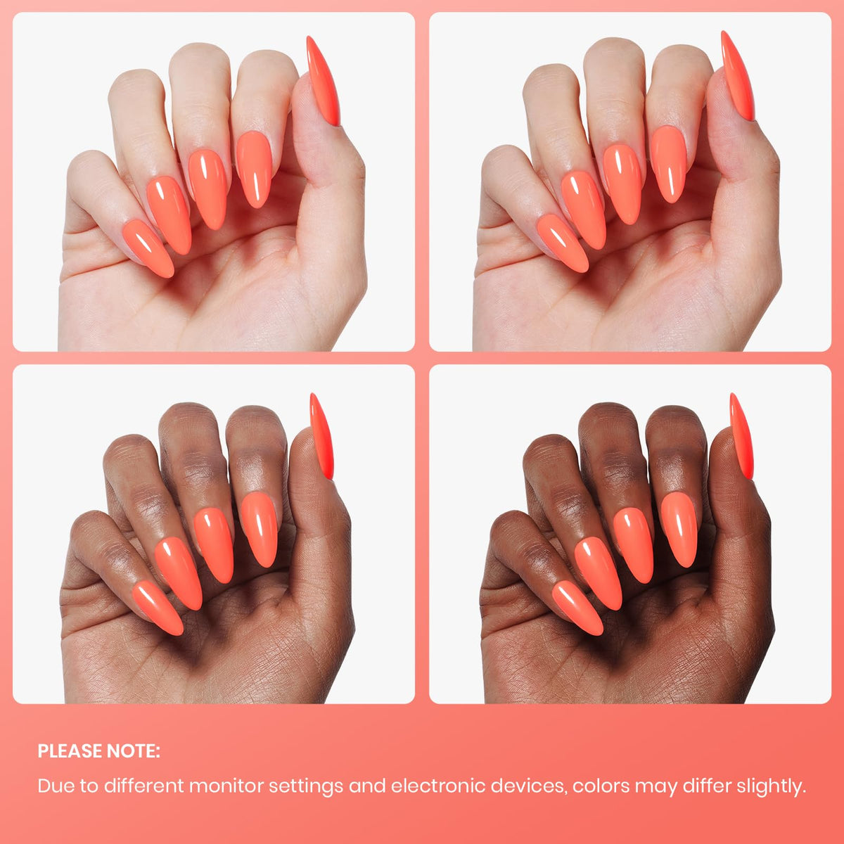beetles Gel Polish Peachy Orange with UV lamp
