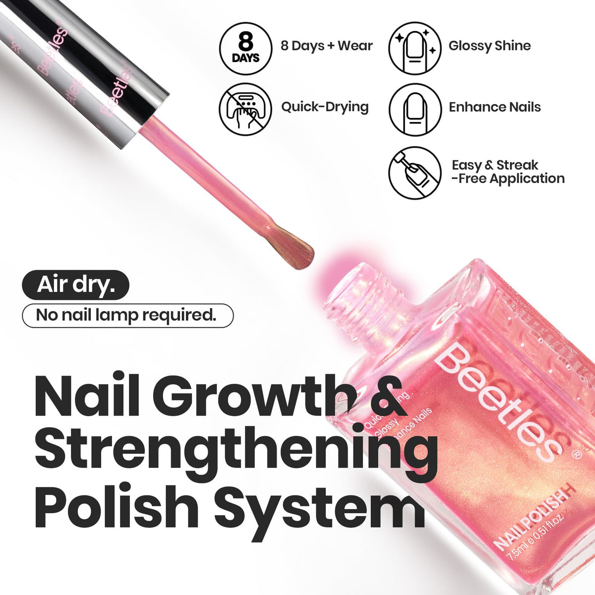 beetles Gel Polish Pearl Nail Polish in pink shade close-up