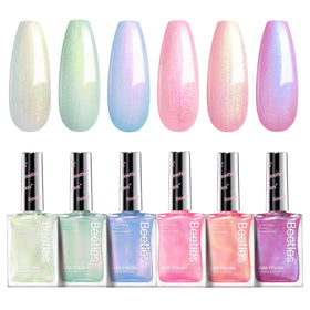 beetles Gel Polish Pearl Nail Polish Set front view with 6 colours