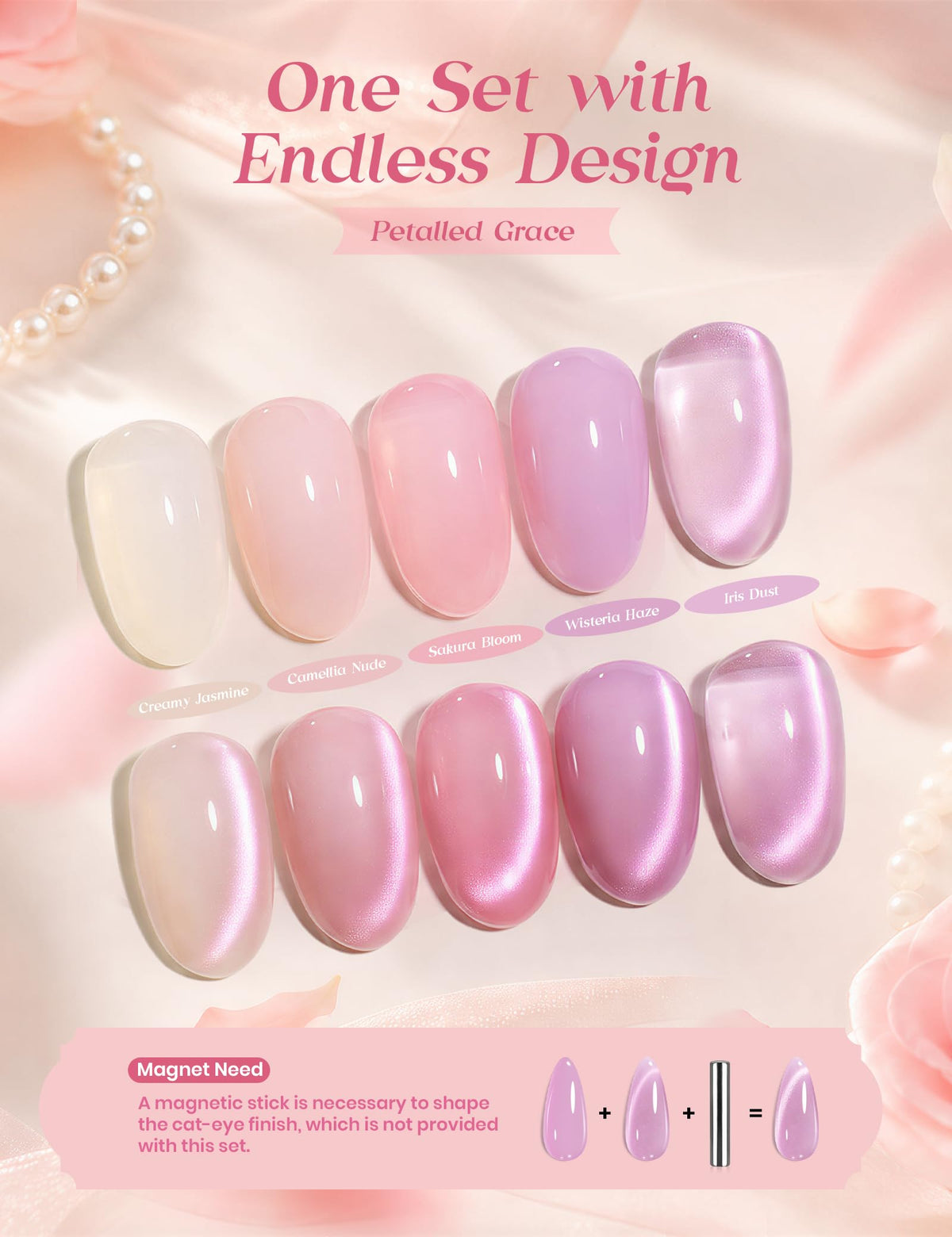 beetles Gel Polish Petalled Grace Kit with magnetic tool and brushes