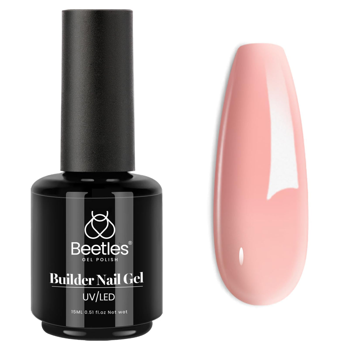 beetles Gel Polish Pink Builder Gel 15ml bottle front view