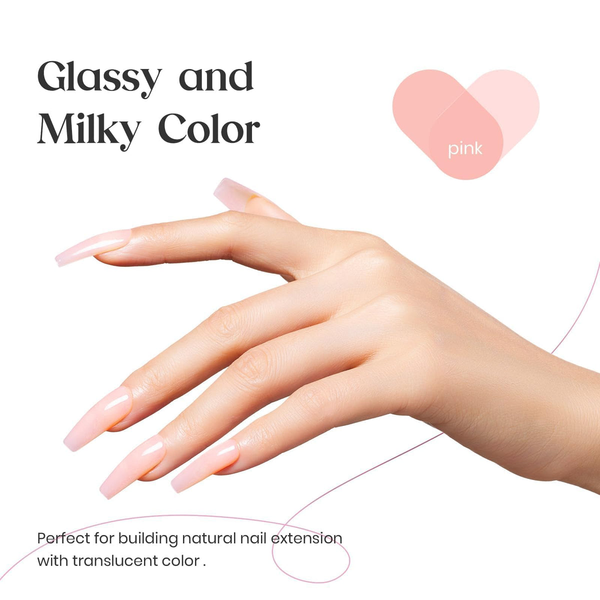 beetles Gel Polish Pink Builder Gel in use with nail extensions