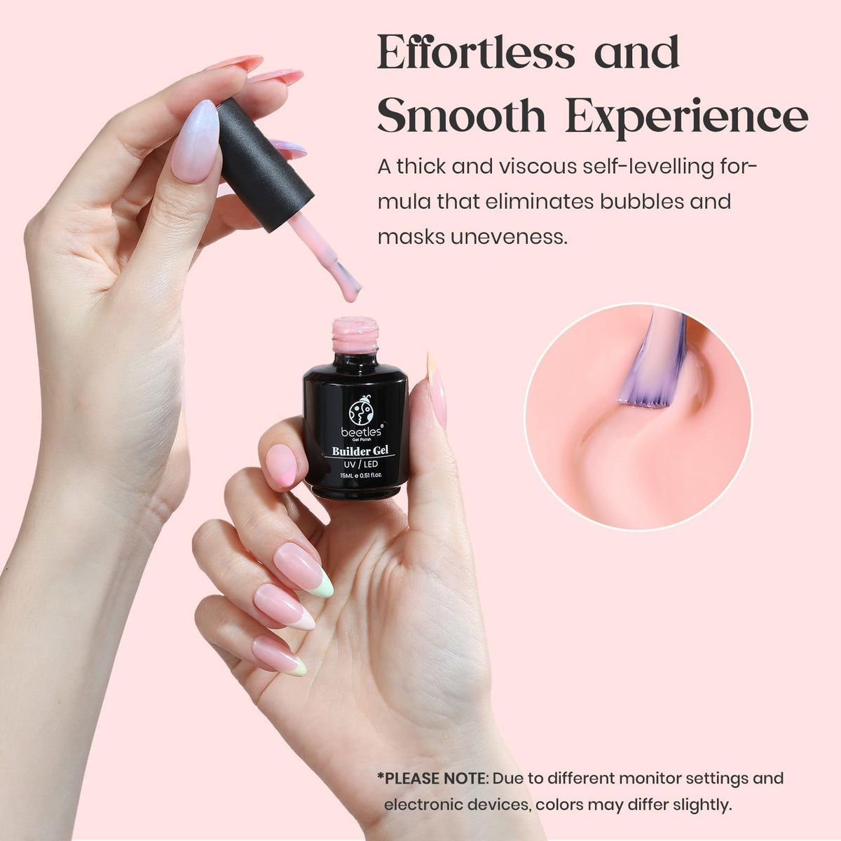 beetles Gel Polish Pink Builder Gel with nail art tools