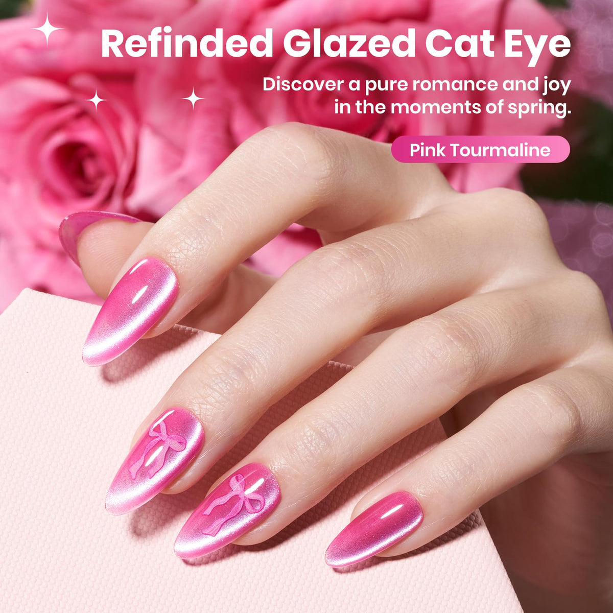 beetles Gel Polish Pink Cat Eye Gel Nail Polish 15ML bottle close-up