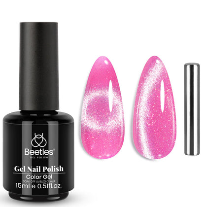 beetles Gel Polish Pink Cat Eye Gel Nail Polish 15ML front view