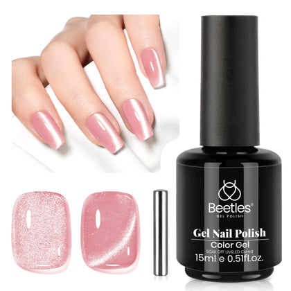 beetles Gel Polish Pink Cat Eye Gel Nail Polish 15ML front view
