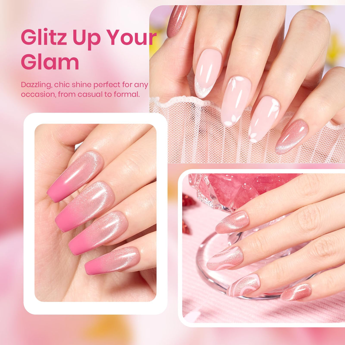 beetles Gel Polish Pink Cat Eye Gel Nail Polish 15ML packaging