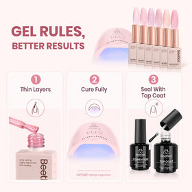 beetles Gel Polish Pink Glitter Gel Set with nail art tools